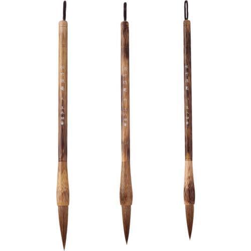 Chinese Brush Pen Set Regular Script Calligraphy Practice Writing Brush 3pcs Weasel Hair Chinese Landscape Ink Painting Brushes