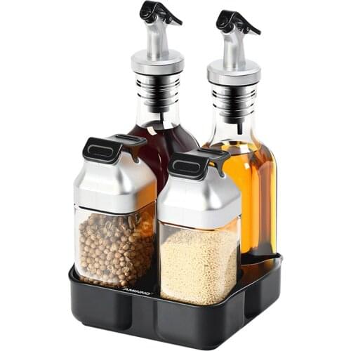 Kitchen Spice Jar Set Large Capacity Seasoning Container For Oil Vinegar Powder Bean