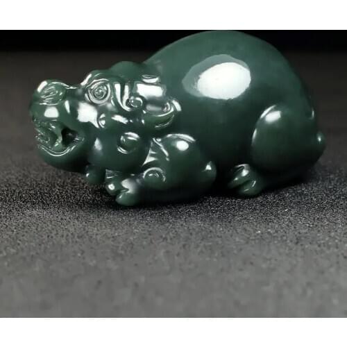Natural Hetian Jade Pixiu Three Dimensional Jadeite Necklace Jewellery Accessories Hand-Carved Man Luck Amulet Gifts Free Rope