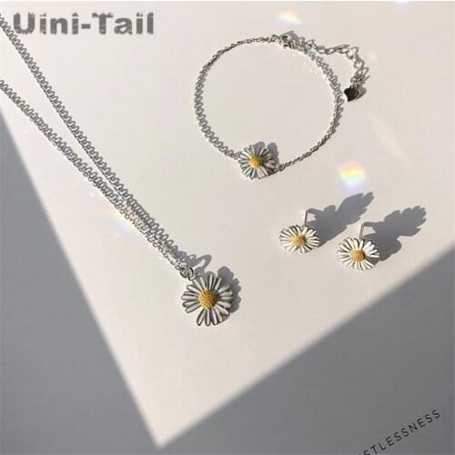 Uini Tail new design hot 925 sterling silver chrysanthemum necklace fashion trendy flowing sense sunflower jewelry wholesale