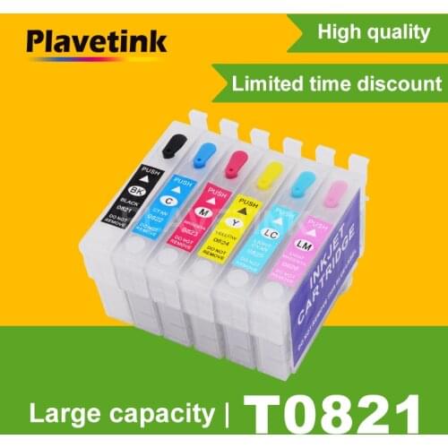 Plavetink 82n T0821n T0821 Refill Ink Cartridge For Epson Artisan 635 725 730 835 837 1430 Stylus Photo 700W 710W 800FW Printer