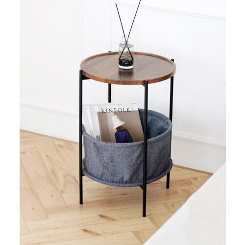 Living Room Furniture Tray Small Round Table Modern coffee table with storage Metal Black Folding Side Table