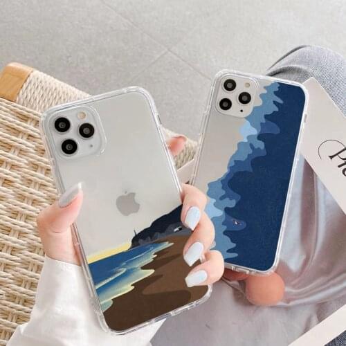 Sea Wave Sunrise Clear Phone Case for iphone X XS MAX XR SE 2020 11 12 Pro Max 6s 7 8 Plus Sunset Back Soft Transparent Covers