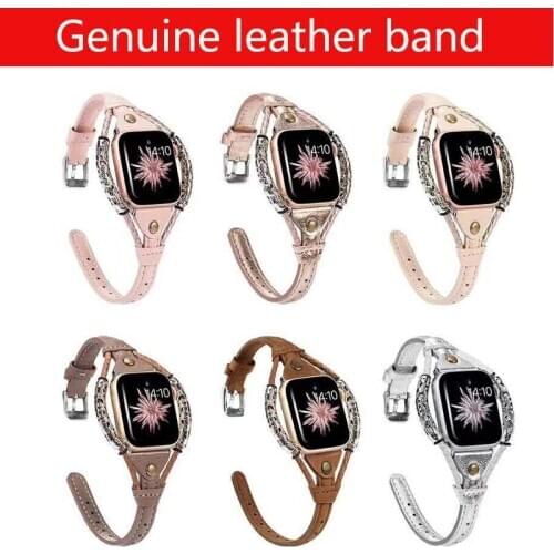 Fashion Genuine Leather strap for apple watch band SE series 3 2 1 38 42mm for iwatch wristband series 6 5 4 44mm 40mm