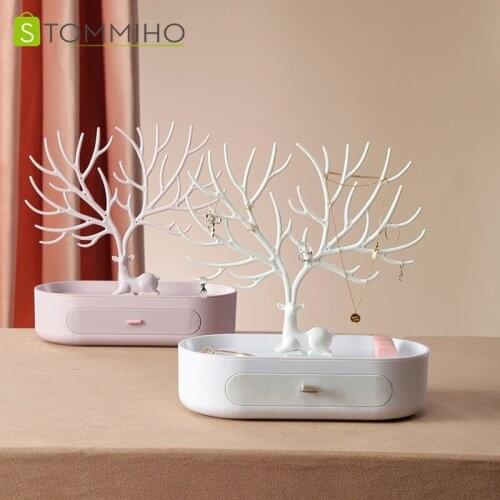 STOMMIHO Jewelry Rack Antlers Jewelry Storage Box Necklace Earrings Rings Jewelry Box Cosmetics Beauty Organizer Display Storage