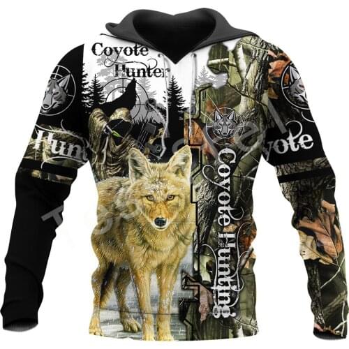 Tessffel Coyote Hunting Camo 3D All Over Printed New Mens Sweatshirt Harajuku Zipper Hoodie Casual Unisex Jacket Pullover S-32