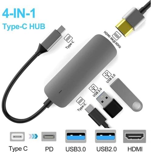 USB Type C To HDMI-compatible Hub For Macbook Pro 11 2020 Air 4 Huawei PD Charger Multi 4-in-1 USB C Adapter Dock USB3.0 Hub