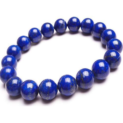 10.5mm Genuine Natural Blue Gold Lapis Lazuli Gems Stone Fashion Stretch Charm Round Bead Bracelet Free Shipping Just One
