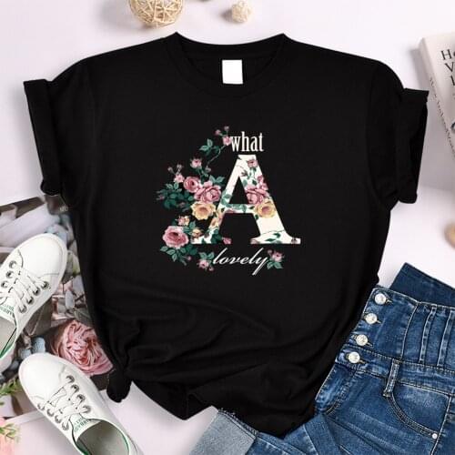 Female t-Shirt Womens Summer Flowers Graphic And Letters Printing Clothes Womens Oversized Casual Slim T-Shirt Japan Style Tees