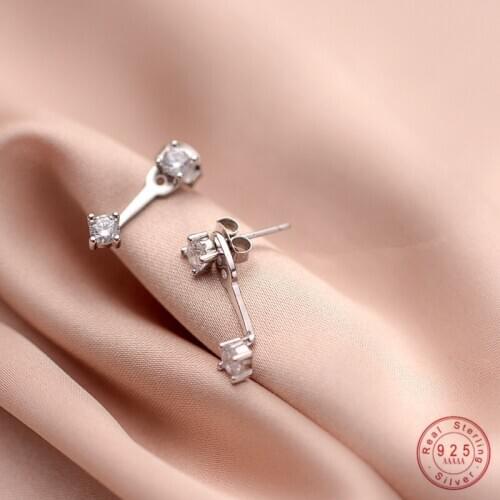 WANTME Luxury Personality Inlaid Crystal Zircon A dual Purpose Drop Earrings for Women Real 100% 925 Sterling Silver Jewelry