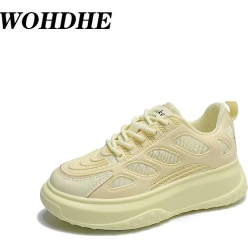 WOHDHE White Sneakers Women New Fashion Comfortable Platform Vulcanize Shoes Lace Up Flats Casual Ladies Footwear Summer Shoes
