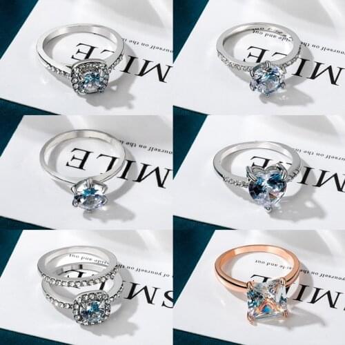 Fashion Luxury Crystal Engagement Silver Color Ring for Women AAA White Cubic Zirconia Ring 2021 Trend Wedding Female Jewelry