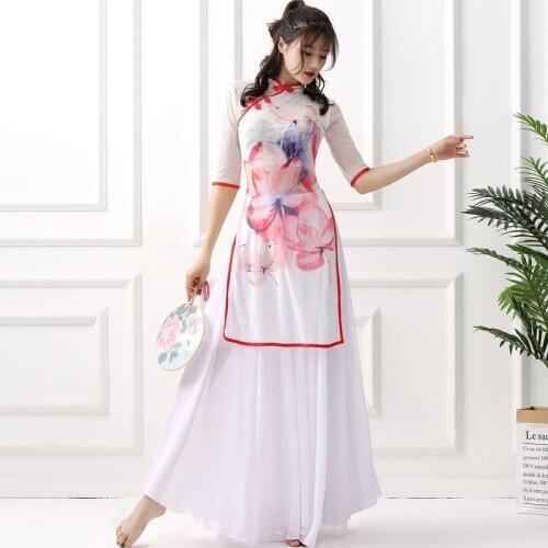 Belly Dance Clothes Female Modern Classical Dance Performance Cheongsam Belly Dance Practice Skirt Oriental Dance Dress DQL2138