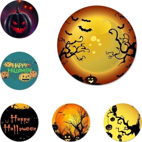 58mm Happy Halloween Pumpkin Bat Icons Pins Badge Decoration Brooches Metal Badges For Clothes Backpack Decoration
