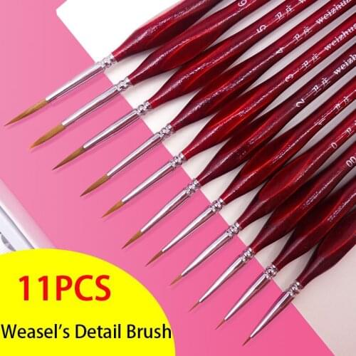 1pc Red Miniature Paint Brush Detail Artist Brush with Wood Handle Hook Line Brush for Detail Art Paintbrush Art Nail Drawing