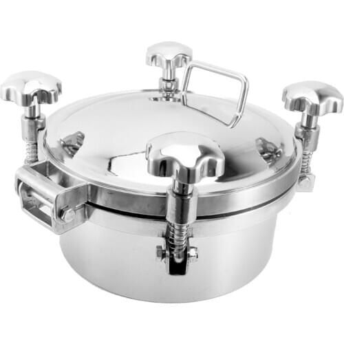 200mm 304 Sanitary stainless steel round pressure manhole cover 200mm for fermentation tank with stainless steel handle wheel