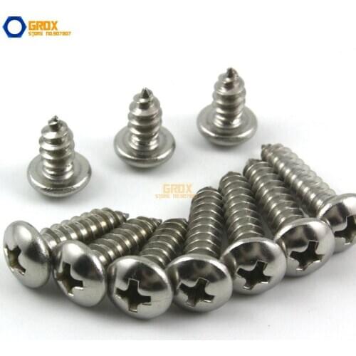 200 Pieces M2.6*16mm 316 Stainless Steel Phillips Pan Head Self Tapping Screw Marine Grade
