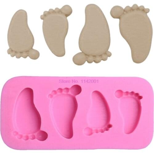 200 pieces 3D Baby Feet Silicone Mold Chocolate Fondant Cake Decorating Baking Tool Bakeware Pudding Baking Paste Mold