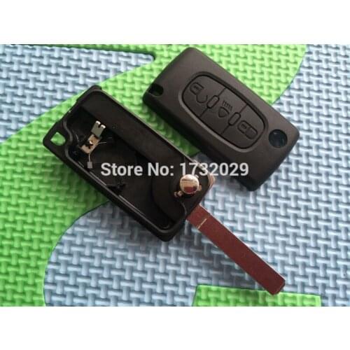 5pcs/Lot New Replacement Key Shell For Peugeot 3 Button Flip Remote Key Case Light Button 307 VA2 Blade No Groove No Logo Car