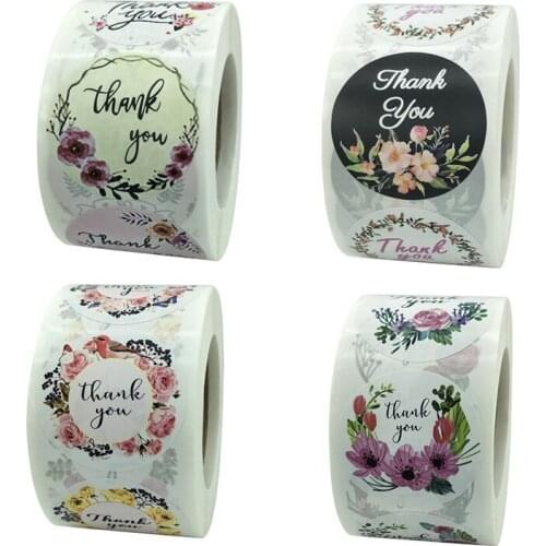 500Pcs Flower Sticker Thank You Sticker Sealing Labels Round Scrapbooking For School Teacher Cute Stationery Supplies 3.8cm