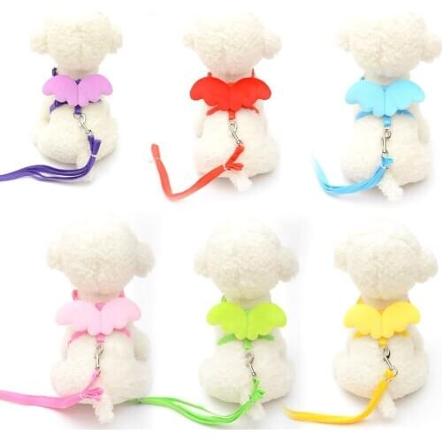 Cute Angel Pet Dog Leashes and Collars Set Small Cats Puppy Leads Wing Straps Adjustable Dog Harness Pet Accessories