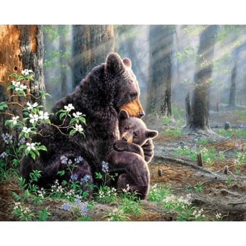5D DIY Full Square/Round Drill Diamond Painting Forest Bear Embroidery Animals Cross Stitch Mosaic Home Decor Kids Gifts