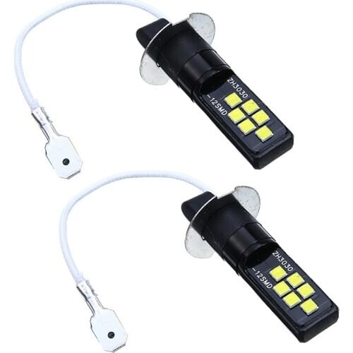 For Car Light Sources 2pcs 12V H3 LED 3030 SMD Fog Light 6000K Super White Auto Car Driving Signal Lamp Mayitr