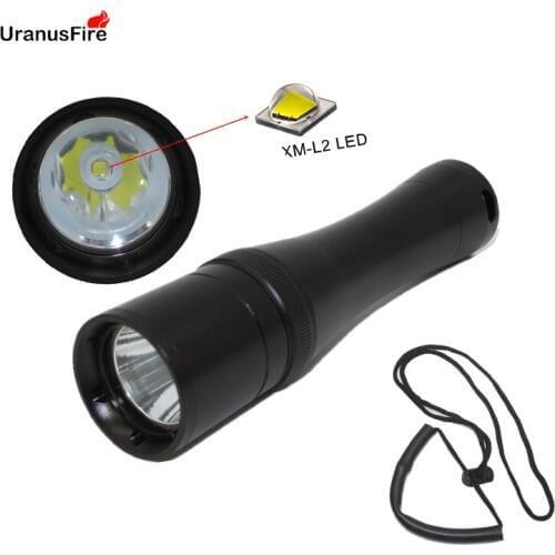 Uranusfire Diving Flashlight 18650 Light 3 Modes XM-L2 LED Underwater Flashlight Waterproof Dive Torch Lamp