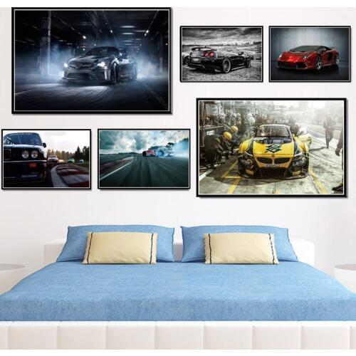 Ford Mustang M3 E30 Racing Sport Car Muscle Poster Wall Art Picture Posters&Prints Canvas Painting Home Decor schilderij obrazy