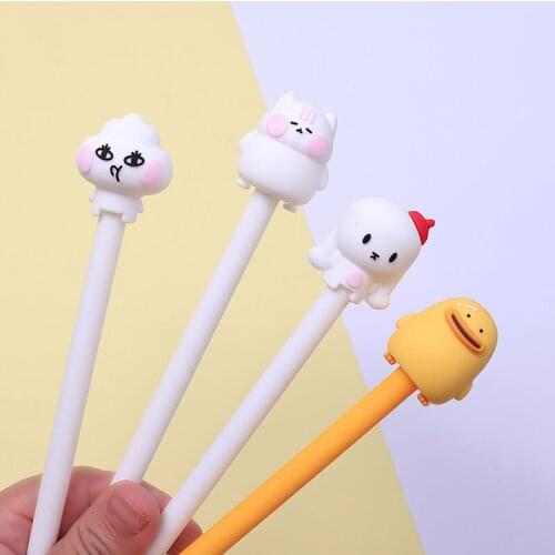 24 pcs/lot Cartoon Animal Gel Pen Cute 0.5 mm black ink Signature Pens Office School Supplies Stationery gift