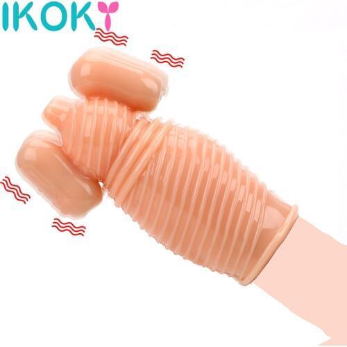 IKOKY Delay Ejaculation Stamina Trainer Artificial Cups Man Masturbation Vibrator Sex Shop Penis Massage Adult Sex Toys for Men