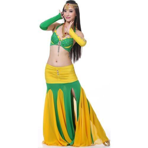 Belly Dance Costume 2pcs Bra+Skirt Sexy Dancing women dance clothes Set bellydance wear