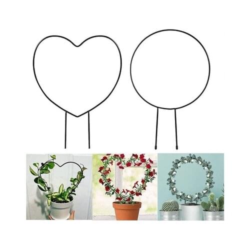 Creative Garden Trellis For Vine Climbing Plants Flower Vegetables Rose Vine Heart And Round Shape Decorative Gardening Tools