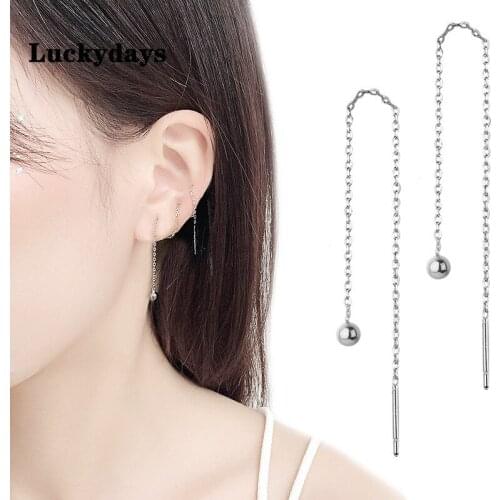 Luckydays Long Chain Tassel with Ball Hanging Drop Earrings for Women Girls Female Dangle Earring Fashion Party Jewelry Brinco