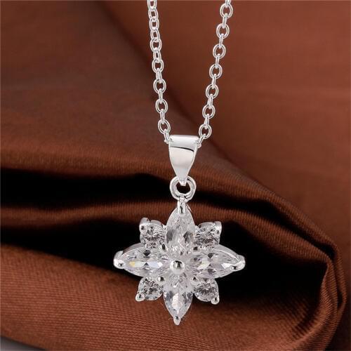 Fashion Elegant Ladies Necklace N925 Hollow Square Pendant Long Necklace Mulit Chain Silver Plated Jewelry Loving Gift AN581