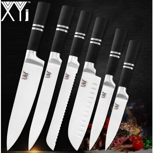 XYj Germany Stainless Steel Knife Set 3Cr13 High Hardness Sharp Blade Black Handle Chef Cooking Knife Sushi Sashimi Knives Set