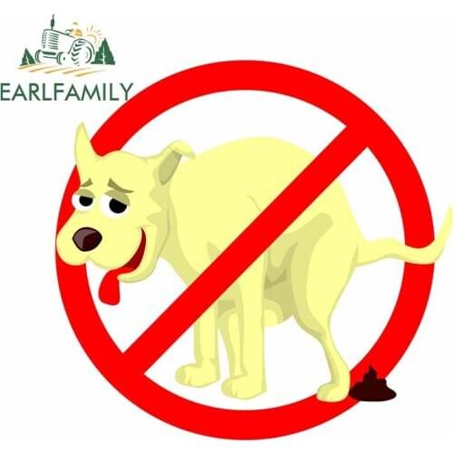 EARLFAMILY 13cm x 12.4cm For Dog Poop Sign Creative Car Sticker Campervan Decal Bumper Car Accessories Waterproof Decoration