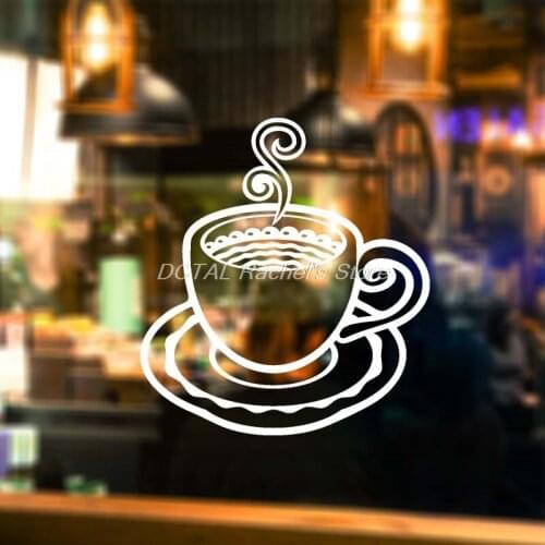 Coffee Shop Sticker Milk tea Decal Cafe Cup Poster Vinyl Art Wall Decor Mural Decoration Break Bread Coffee Glass Decals