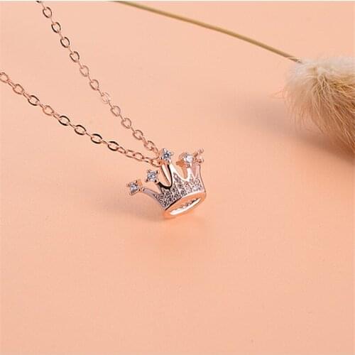 Blaike Vintage Crown Pendant Necklace For Women Silver Color Necklace Wedding Engagement Princess Necklace Jewelry