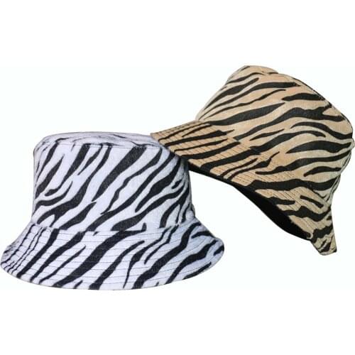 Newest Zebra Striped print Bucket Hat Fisherman Hat Hip Hop outdoor travel hat Sun Cap for men Women