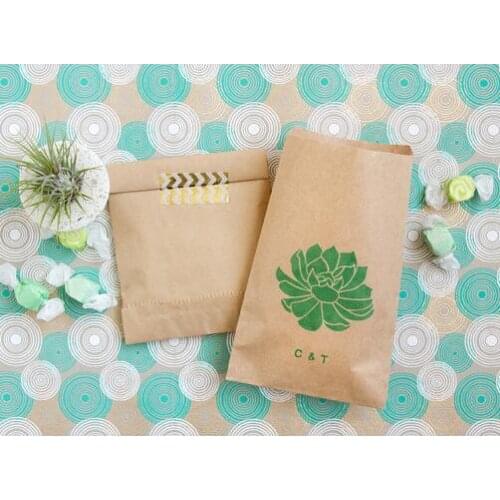 Personalized Succulent Wedding popcorn candy Buffet treat bags BIRTHDAY Bridal baby Shower Bakery Cookie Favors pouches