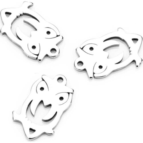 20pcs/lot Stainless Steel Silver Tone 8.6x13.8mm High Polishing DIY Owl Charms Pendants for DIY Necklace Jewelry Making