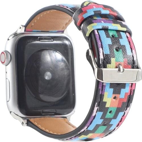 For Apple Watch 6 5 4 3 2 1 SE Band 44mm 40mm 42mm 38mm Colorful Leather Strap for iWatch Bracelet Apple Watch Accessories