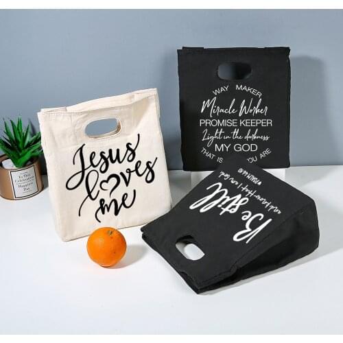 Jesus Faith Print Lunch Bags Insulated HOPE Handbag Pouch Dinner Container Food Storage Bags for Women Lunch Tote