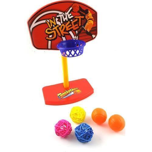 Funny Mini Basketball Hoop Basketball Shoot Toy for Parrot Intelligence Puzzle Developmental Game Chew Toys Pet Birds Supplies
