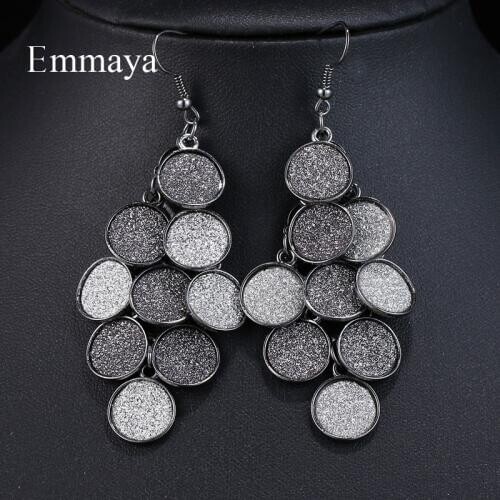 Emmaya Creative Pile Up Coin Appearance Dark And Light Colours Long Dangle Earrings For Women Cool Style Choice