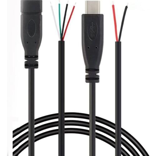 1pcs/5pcs 2-pin 4-pin Data line 25cm USB 2.0 Type-C Power Supply Extension Wire Cable Charger Connector Male Female Plug