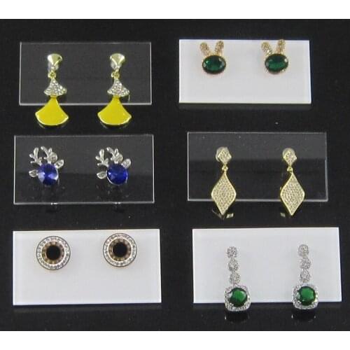 10Pcs Clear Acrylic Earrings Shelf Display Stand Holder Rectangle Ear Stud Jewelry Show Organize Bracket Rack Photography Props