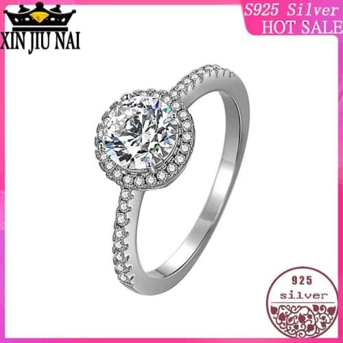 100% S925 Platinum-Pure Silver 1.25 Carat Proposal Classic style Thai silver distressed Female Ring diamond rings for women