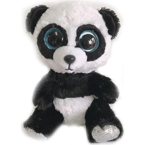15CM Ty Beanie Boos Big Eyes Blue Eyed Black White Panda Plushie Cute Stuffed Animal Toys Super Soft Bedside Doll Child Gift